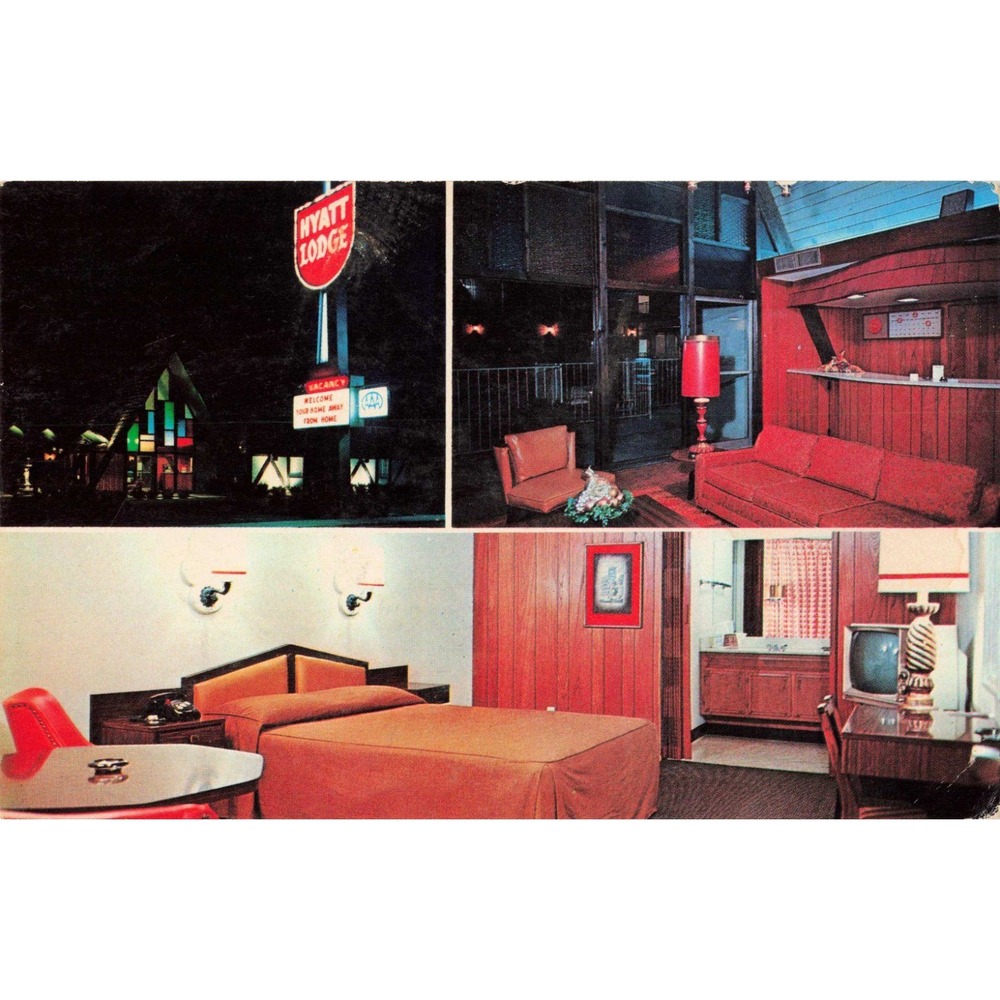 Hyatt Lodge Motel Belleville Illinois IL Multi View A-Frame Chrome Postcard